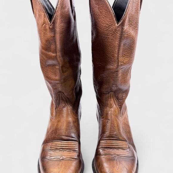 Tony Lama Shoes - Tony Lama Brown Leather Heeled Cowboy Boots